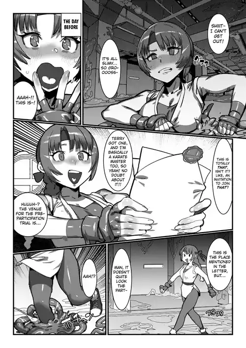 [Downer (Circle Kaeru Tofu)] Yuri and Mai from KOF fall into a  tentacle trap disguised as the floor [English] [Kuraudo]